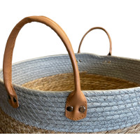 Súprava BOHO košov z morskej trávy - 3 kusy - prírodná/sivá
