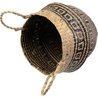 BOHO Ethnic kôš z morskej trávy - 25x28 cm - prírodný/čierny