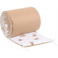 Ochranný mantinel do postieľky 180x30 cm BABYMAM PREMIUM - Medvedík Teddy - biely/škoricový