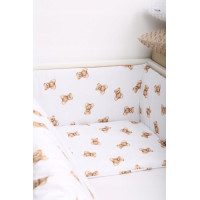 Ochranný mantinel do postieľky 180x30 cm BABYMAM PREMIUM - Medvedík Teddy - biely/škoricový