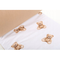 Ochranný mantinel do postieľky 180x30 cm BABYMAM PREMIUM - Medvedík Teddy - biely/škoricový