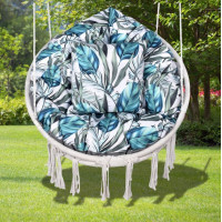 Vodeodolný sedací MAXI vankúš 100x15 cm do závesného kresla - exotické listy/sivý