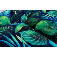 Vodeodolný sedací MAXI vankúš 100x15 cm do závesného kresla - monstera/tmavomodrý