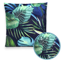 Vodeodolný sedací MAXI vankúš 100x15 cm do závesného kresla - monstera/tmavomodrý