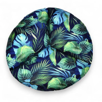 Vodeodolný sedací MAXI vankúš 100x15 cm do závesného kresla - monstera/tmavomodrý