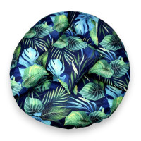 Vodeodolný sedací MAXI vankúš 100x15 cm do závesného kresla - monstera/tmavomodrý