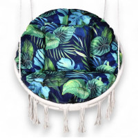 Vodeodolný sedací MAXI vankúš 100x15 cm do závesného kresla - monstera/tmavomodrý