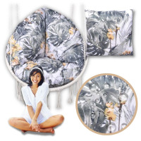 Vodeodolný sedací MAXI vankúš 100x15 cm do závesného kresla - orchidey / sivý