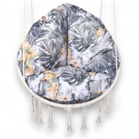 Vodeodolný sedací MAXI vankúš 100x15 cm do závesného kresla - orchidey / sivý