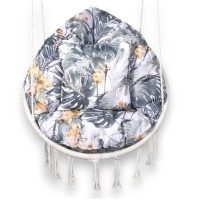 Vodeodolný sedací MAXI vankúš 100x15 cm do závesného kresla - orchidey / sivý