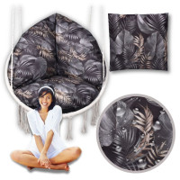 Vodeodolný sedací MAXI vankúš 100x15 cm do závesného kresla - zlaté palmy/čierny