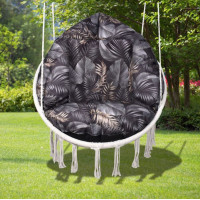 Vodeodolný sedací MAXI vankúš 100x15 cm do závesného kresla - zlaté palmy/čierny
