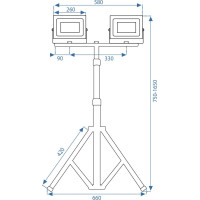 Halogénové LED stavebné svietidlo na stojane RSL006-2x100W