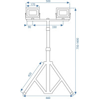 Halogénové LED stavebné svietidlo na stojane RSL005-2x50W