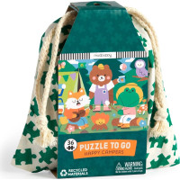 Mudpuppy Puzzle Veselí kempari v látkovom vrecúšku 36 dielikov