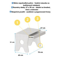 Detský stolík so šuplíkom a dvoma čalúnenými stoličkami
