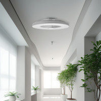 Stropné LED svietidlo s ventilátorom na diaľkové ovládanie - biele