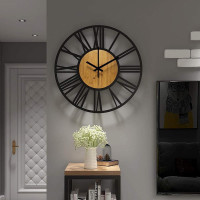 Nástenné hodiny Loft okrúhle 35 cm - kov/drevo