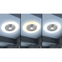 Stropné LED svietidlo s ventilátorom na diaľkové ovládanie - biele
