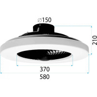 Stropné LED svietidlo s ventilátorom na diaľkové ovládanie - čierne