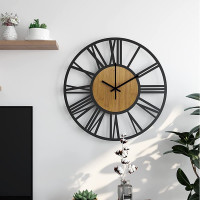 Nástenné hodiny Loft okrúhle 35 cm - kov/drevo