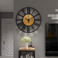 Nástenné hodiny Loft okrúhle 35 cm - kov/drevo