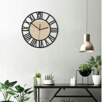 Nástenné hodiny Loft okrúhle 35 cm - kov/drevo