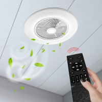 Stropné LED svietidlo s ventilátorom na diaľkové ovládanie - biele