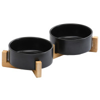 Keramické misky pre psy/mačky/zvieratá - 2x500 ml - čierne