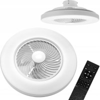 Stropné LED svietidlo s ventilátorom na diaľkové ovládanie - biele