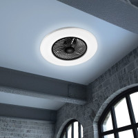 Stropné LED svietidlo s ventilátorom na diaľkové ovládanie - čierne