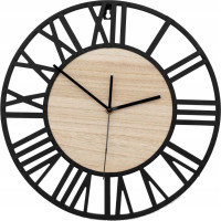 Nástenné hodiny Loft okrúhle 35 cm - kov/drevo
