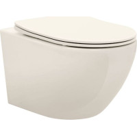 Závesné WC Rea Carlo mini RIMLESS + Duroplast sedátko flat - ecru