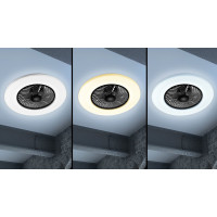 Stropné LED svietidlo s ventilátorom na diaľkové ovládanie - čierne