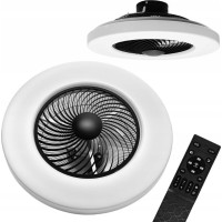Stropné LED svietidlo s ventilátorom na diaľkové ovládanie - čierne