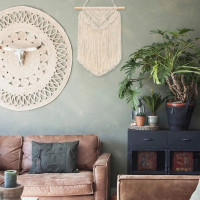 Závesná dekorácia macramé BOHO - ecru
