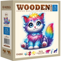 WOODEN CITY Drevené puzzle Farebné mačiatko 75 dielikov