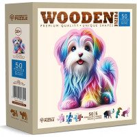 WOODEN CITY Drevené puzzle Veselé šteňa 50 dielikov