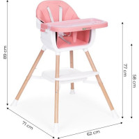 ECOTOYS Jedálenská stolička 2v1 Ružová