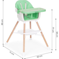 ECOTOYS Jedálenská stolička 2v1 Zelená