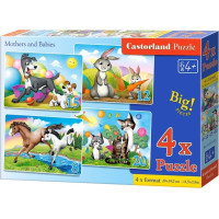 CASTORLAND Puzzle Zvieracie mamičky s mláďatami 4v1 (8,12,15,20 dielikov)