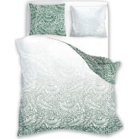 Saténové obliečky MILAGRO VERDE Zelené listy - biele / zelené - 160x200 cm