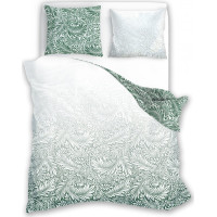 Saténové obliečky MILAGRO VERDE Zelené listy - biele / zelené - 220x200 cm
