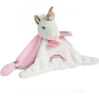 Doudou Darčeková sada - plyšový muchláčik jednorožec ružový 20 cm