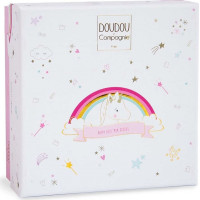 Doudou Darčeková sada - plyšový muchláčik jednorožec ružový 20 cm