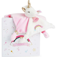 Doudou Darčeková sada - plyšový muchláčik jednorožec ružový 20 cm