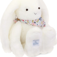 Doudou Plyšový zajačik so šatkou biely 35 cm