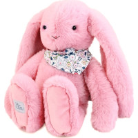 Doudou Plyšový zajačik so šatkou ružový 35 cm