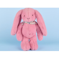 Doudou Plyšový zajačik so šatkou ružový 35 cm
