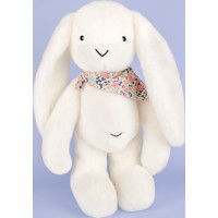Doudou Plyšový králik XXL so šatkou biely 50 cm